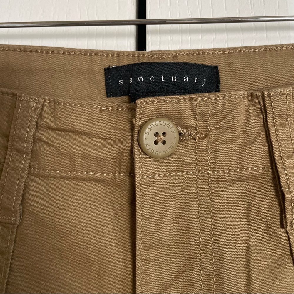 NWOT Sanctuary Loose Cargo Pants Womens 26 Dark Khaki Brown Tan Straight Cotton - Picture 3 of 13